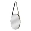 Hanging Round Wall Mirror With Leather Strap, 16"