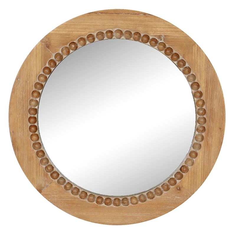 Honeybloom Framed Wooden Round Wall Mirror, 24" 1 Honeybloom Framed Wooden Round Wall Mirror, 24"