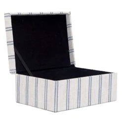 Honeybloom Ivory & Blue Striped Decorative Box, 9x7 10 Honeybloom Ivory & Blue Striped Decorative Box, 9x7 -Modern Decor Shop honeybloom ivory blue striped decorative box 9x7 3
