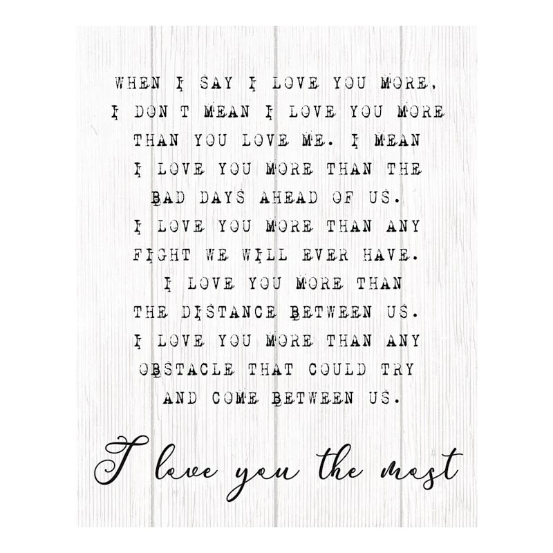 I Love You The Most Sentiment Canvas Wall Art, 18x24 1 I Love You The Most Sentiment Canvas Wall Art, 18x24