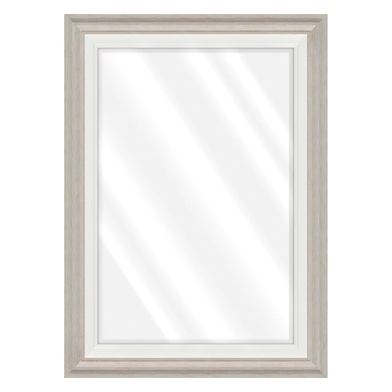 Janice Distressed Gray & White Wall Mirror, 31x43 1 Janice Distressed Gray & White Wall Mirror, 31x43