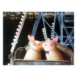 Kissing Bunnies Canvas Wall Art, 16x12