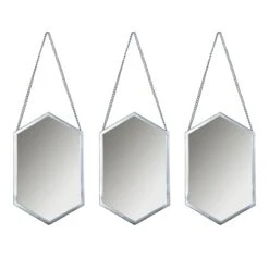 Laila Ali 3-Piece Hanging Hexagon Wall Mirror Set, 7x12