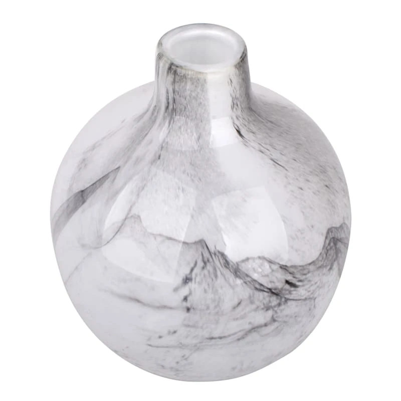 Laila Ali Black Swirled Round Glass Vase, 8" 2 Laila Ali Black Swirled Round Glass Vase, 8" - Image 2