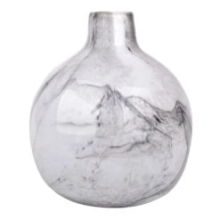 Laila Ali Black Swirled Round Glass Vase, 8"