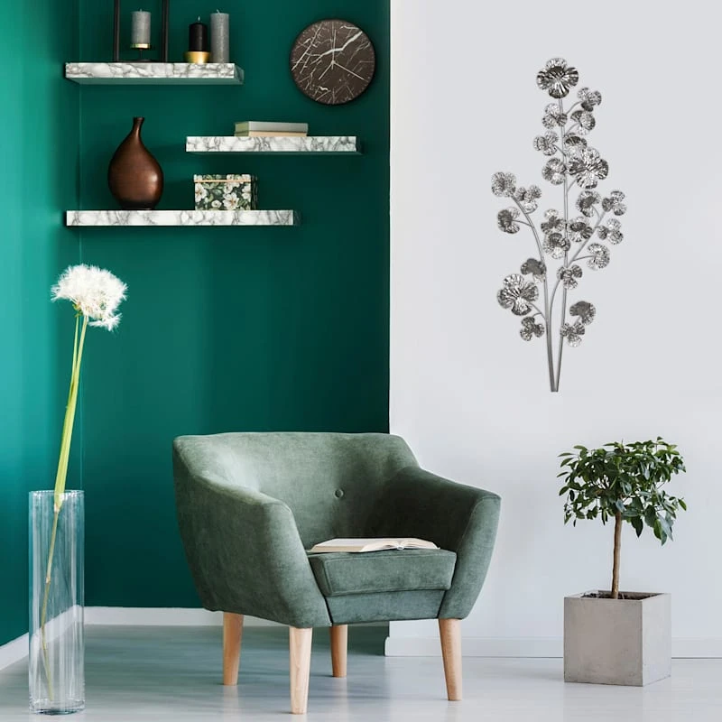 Laila Ali Silver Botanical Wall Art, 13x30 2 Laila Ali Silver Botanical Wall Art, 13x30 - Image 2