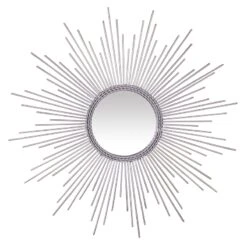 Laila Ali Silver Round Burst Wall Mirror, 24"