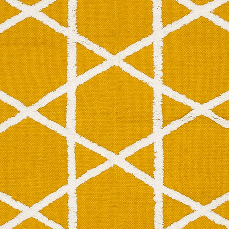Lennon Yellow & White Geometric Cotton High-Low Accent Rug, 3x5 2 Lennon Yellow & White Geometric Cotton High-Low Accent Rug, 3x5 - Image 2