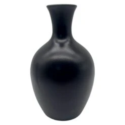 Matte Black Ceramic Vase, 8"