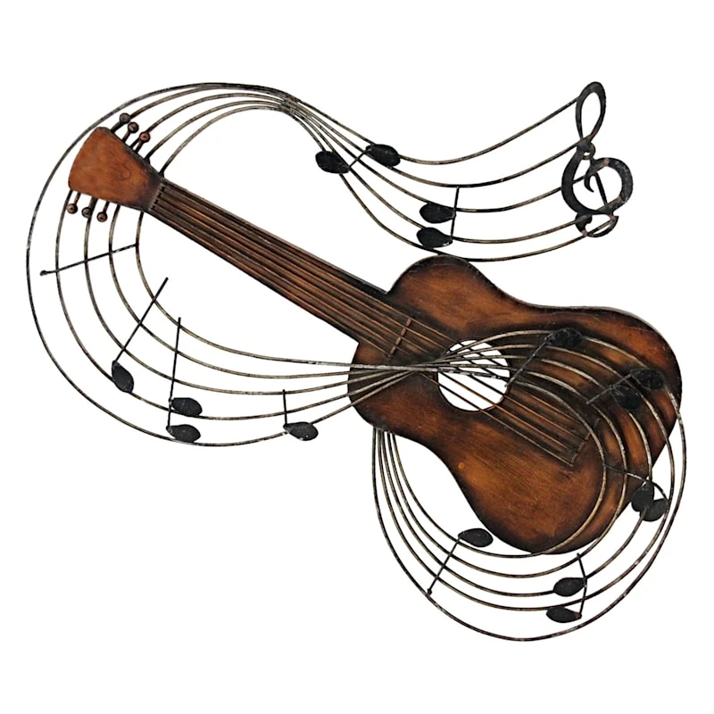 Metal Copper Music Guitar Wall Decor, 20" 1 Metal Copper Music Guitar Wall Decor, 20"