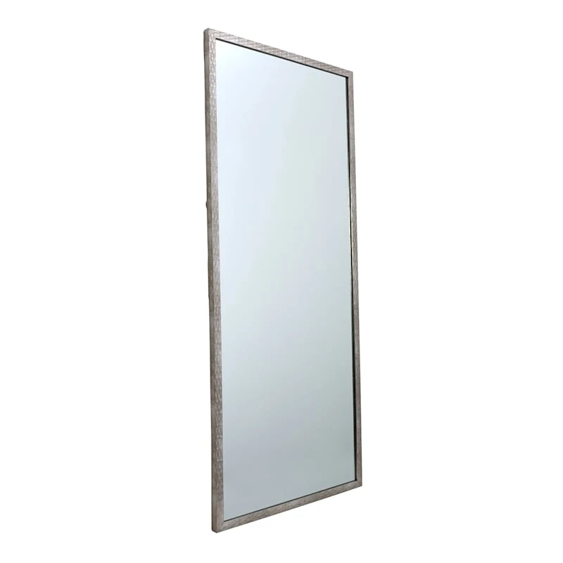 Metallic Woven Textured Framed Wall Mirror, 24x58 2 Metallic Woven Textured Framed Wall Mirror, 24x58 - Image 2
