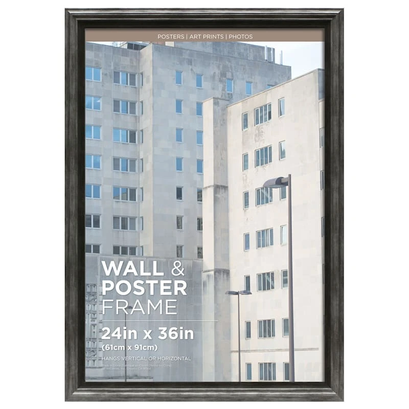 Miranda Silver & Black Poster Frame, 24x36 1 Miranda Silver & Black Poster Frame, 24x36