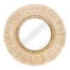 Natural Raffia Framed Round Wall Mirror, 29"