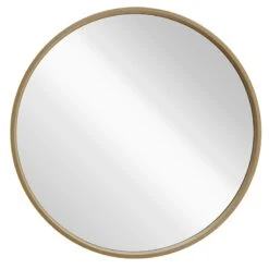 Natural Wood Round Wall Mirror, 28"