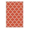 Orange Trellis Plastic Outdoor Area Rug, 5x7