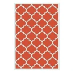 Orange Trellis Plastic Outdoor Area Rug, 6x9