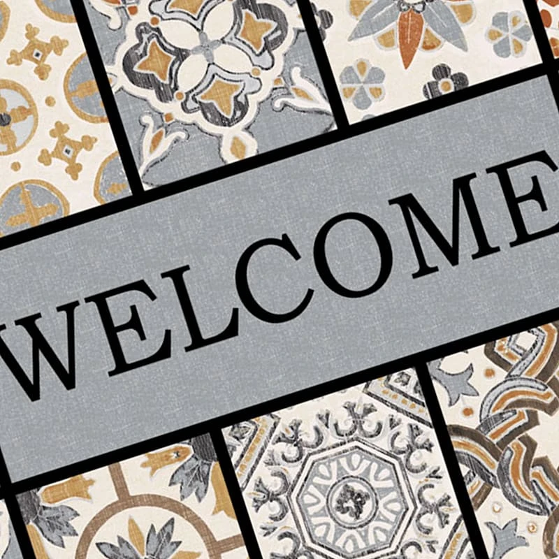 Patina Tiles Grey Welcome Doormat, 23x35 2 Patina Tiles Grey Welcome Doormat, 23x35 - Image 2