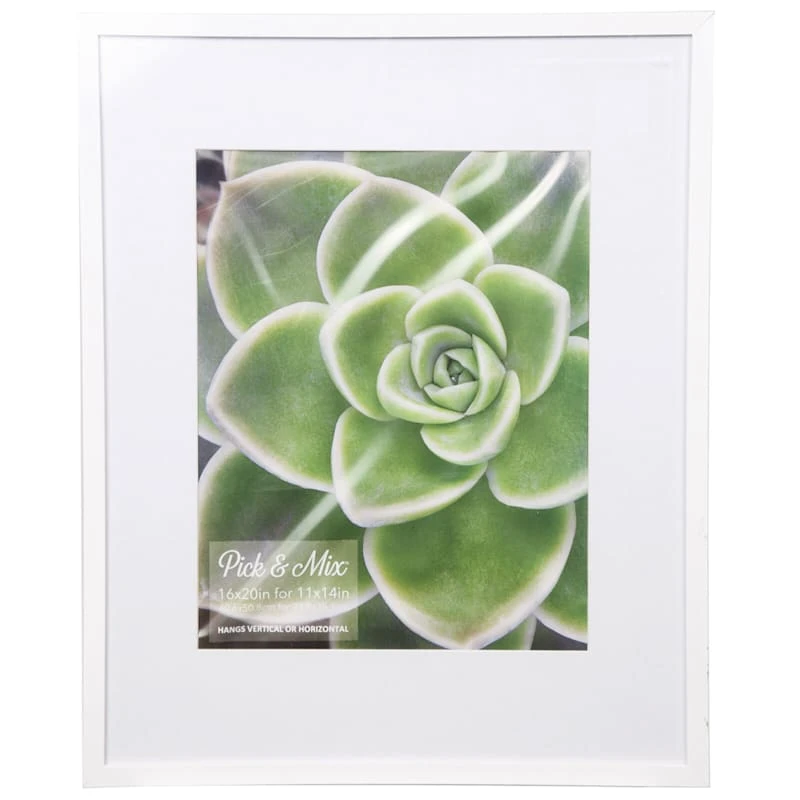 Pick & Mix 16x20 Matted To 11x14 Linear Wall Frame, White 1 Pick & Mix 16x20 Matted To 11x14 Linear Wall Frame, White