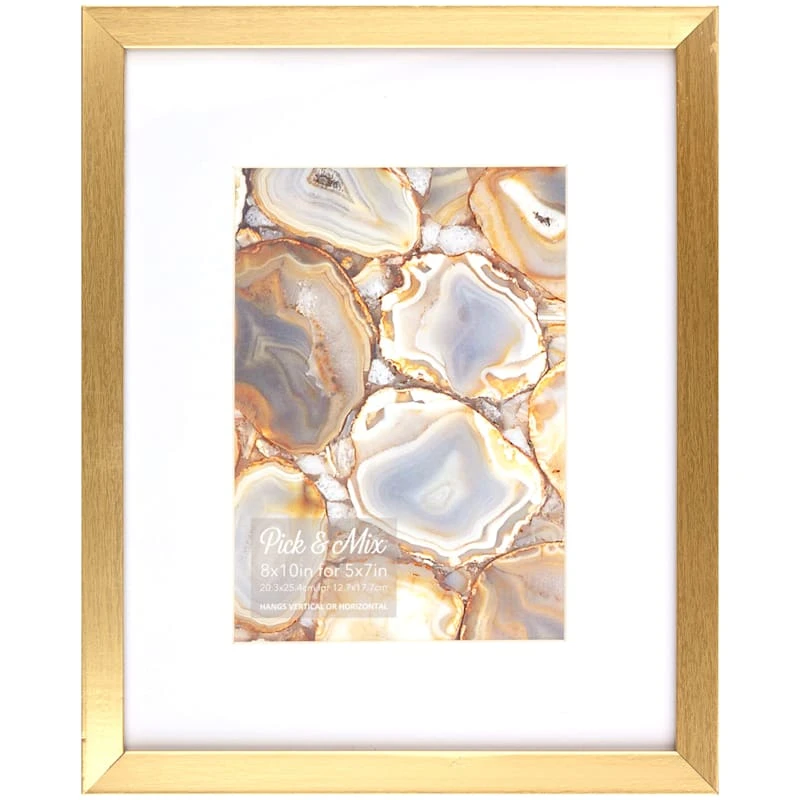 Pick & Mix 8x10 Matted To 5x7 Linear Wall Frame, Gold 1 Pick & Mix 8x10 Matted To 5x7 Linear Wall Frame, Gold