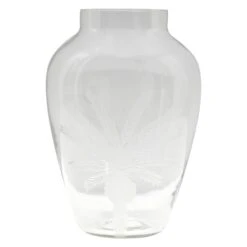 Providence Etched Wide Mouth Glass Vase, 9"