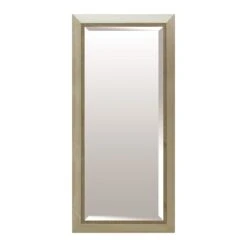 Rectangle Solid Wood Beaded Champagne Floor Mirror, 32x68