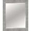 Rectangle Solid Wood Waves Silver Wall Mirror, 36x46