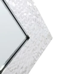 Silver Hexagon Textured Framed Wall Mirror, 24x58 -Modern Decor Shop silver hexagon textured framed wall mirror 24x58 4