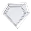 Silver Metal Diamond Shaped Wall Mirror, 24x22