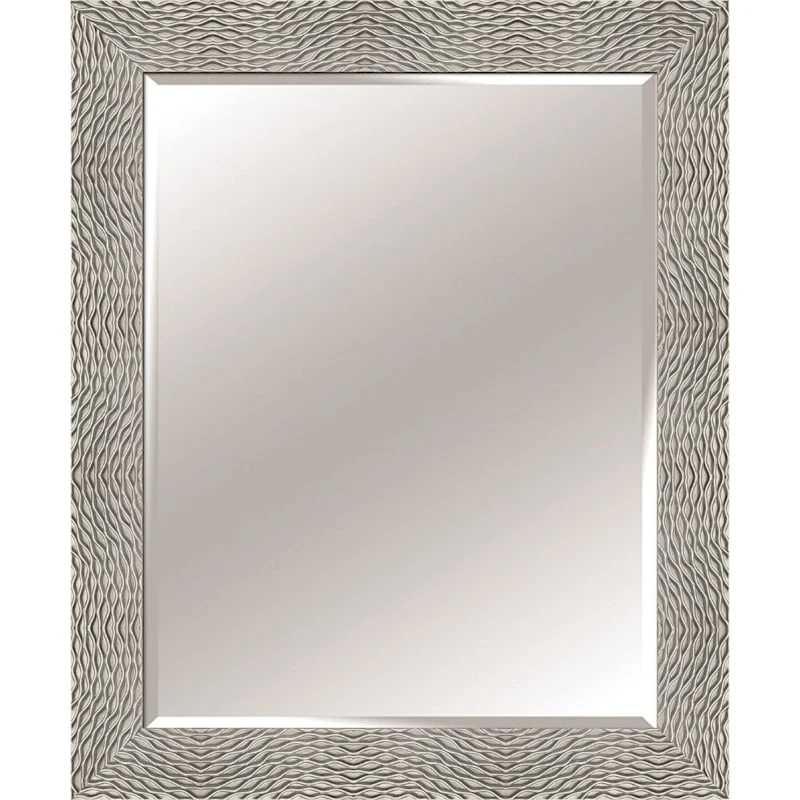 Silver Waves Wood Framed Wall Mirror, 30x42 1 Silver Waves Wood Framed Wall Mirror, 30x42