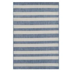 Terrace Navy & White Striped Accent Rug, 24x43
