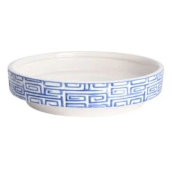 Tracey Boyd Blue Greek Key Ceramic Bowl, 12x3