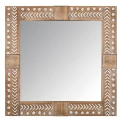 Tracey Boyd Engraved Wood Framed Mirror, 24"