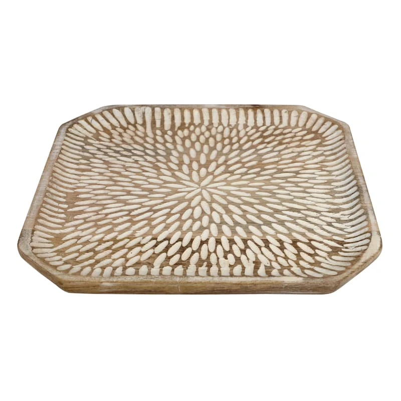 Tracey Boyd Hand Carved Wood Decorative Plate, 11" 1 Tracey Boyd Hand Carved Wood Decorative Plate, 11"