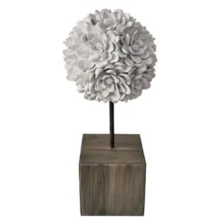 Tracey Boyd White Flower Ball Figurine, 13.8"