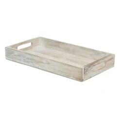 Tracey Boyd White Rustic Wooden Tray, Small