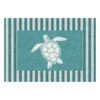 Ty Pennington Sea Turtle Light Blue & White Striped Coir Mat, 18x30