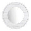 Ty Pennington White Faux Wood Round Wall Mirror, 30"