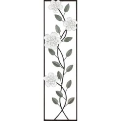 Vertical White Flower Branch Wall Art, 10x36
