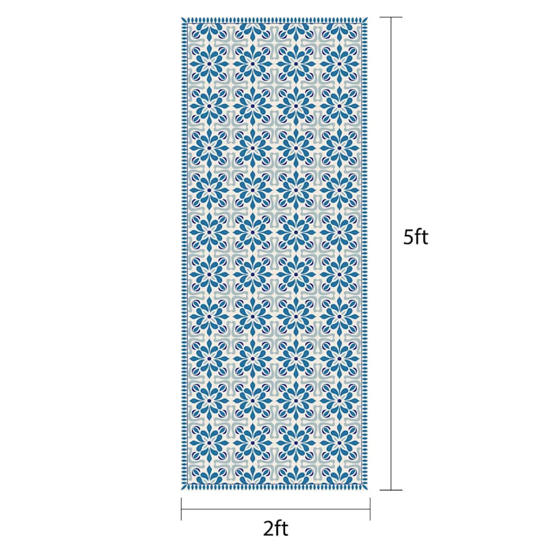 Vinyl Blue/Ivory Runner 2x5 7 Vinyl Blue/Ivory Runner 2x5 - Image 7