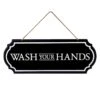 Wash Your Hands Metal Wall Sign, 6x16