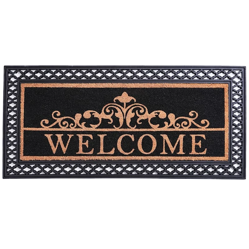 Welcome Coir Mat With Rubber Border, 22x47 1 Welcome Coir Mat With Rubber Border, 22x47