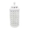 White Ceramic Cutout Cylinder, 15"