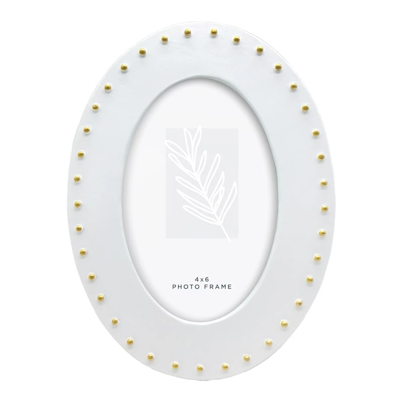 White & Gold Oval Tabletop Photo Frame, 4x6 1 White & Gold Oval Tabletop Photo Frame, 4x6