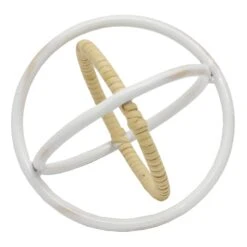 White Metal With Rattan Figurine, 4.5"